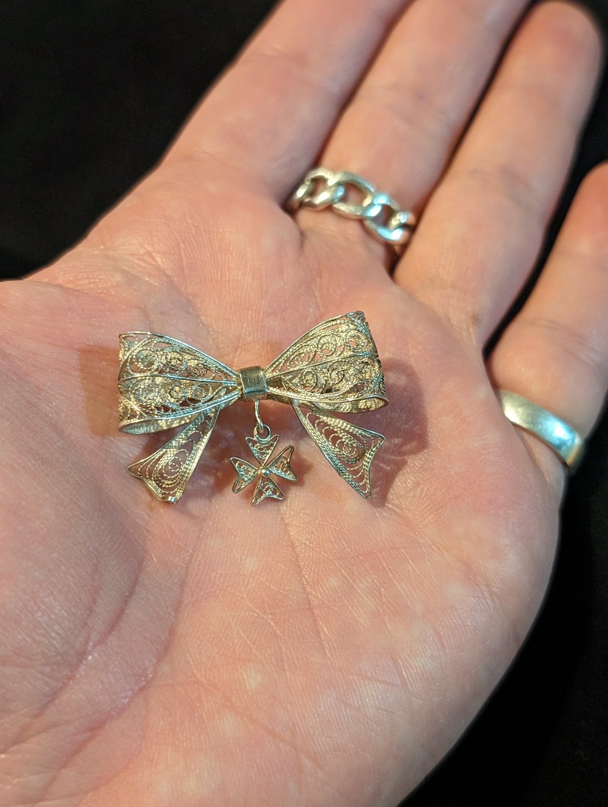 ヴィンテージ フィリグリー ブローチ ヴィンテージ 銀線細工 フィリグリー バタフライブローチ