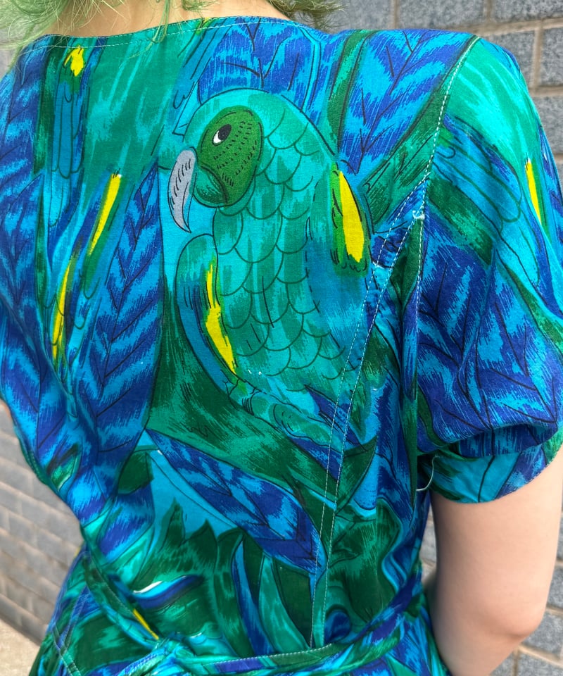 Rene Derhy オウム柄エキゾチックワンピース OP22 | European Vint