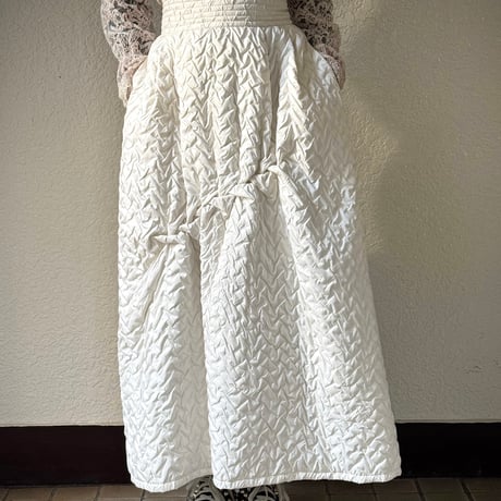 Create Clair キルティング×スモッキング刺繍スカート　SK48