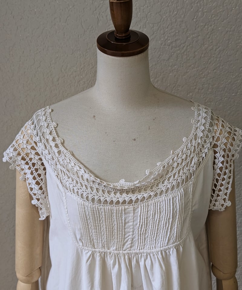 フレンチ　フランスアンティーク　ワンピース　英国　ナイトドレス　ヨーロッパ古着 AntiqueナイトドレスSquare