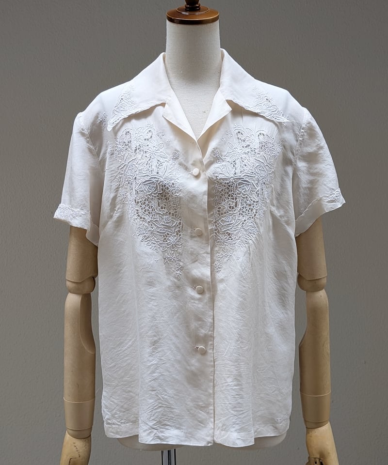 1950's スワトウ刺繍シルクブラウス BL33 | European Vintage &