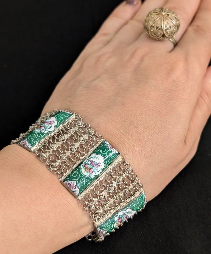 ペルシアンエナメル フィリグリーシルバーブレスレット AS177