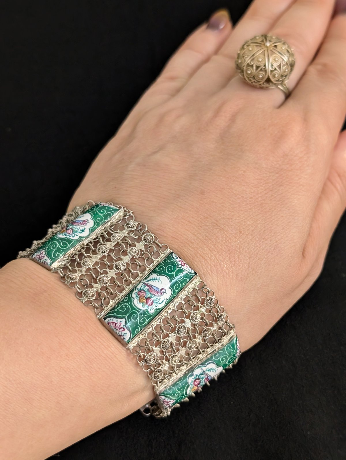 ペルシアンエナメル フィリグリーシルバーブレスレット AS177