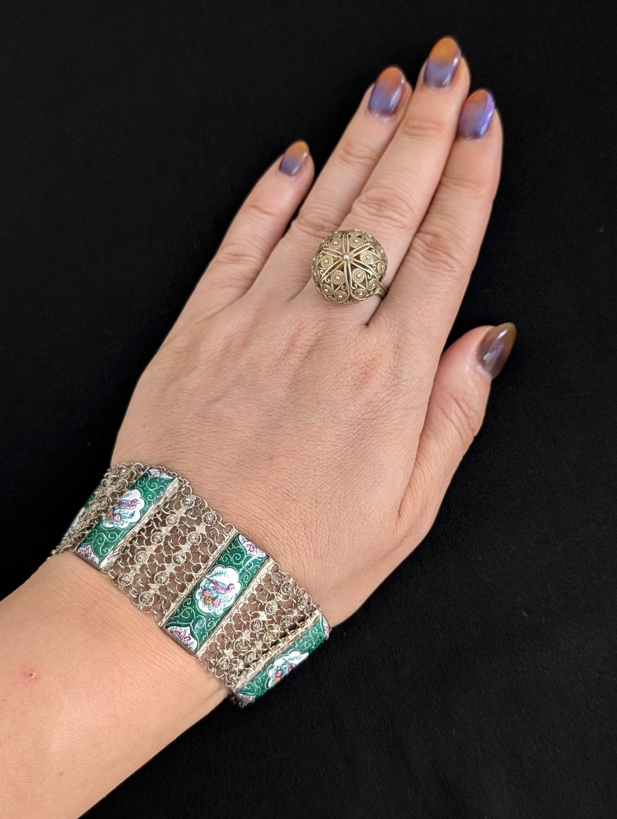 ペルシアンエナメル フィリグリーシルバーブレスレット AS177