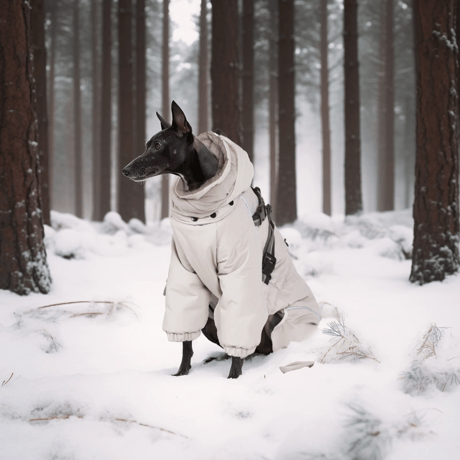 フード付き四足ワンピース 犬用冬コート 反射 撥水防風機能付き