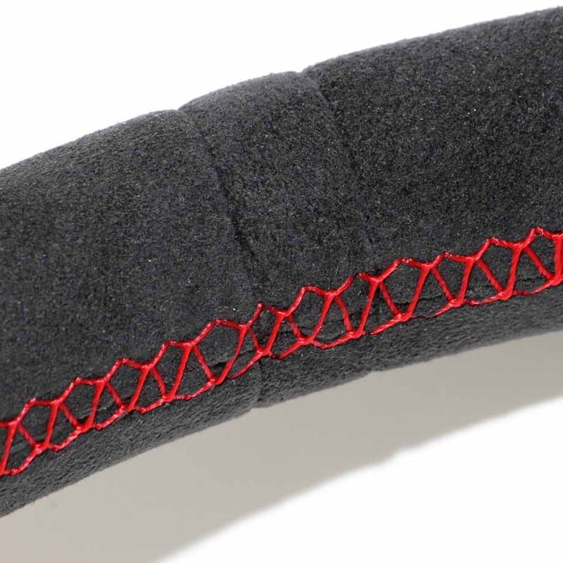 スポーツステアリング　ハンドル　スエード　レッドクロスステッチ スポーツステアリングハンドルスエードレッドクロスステッチ