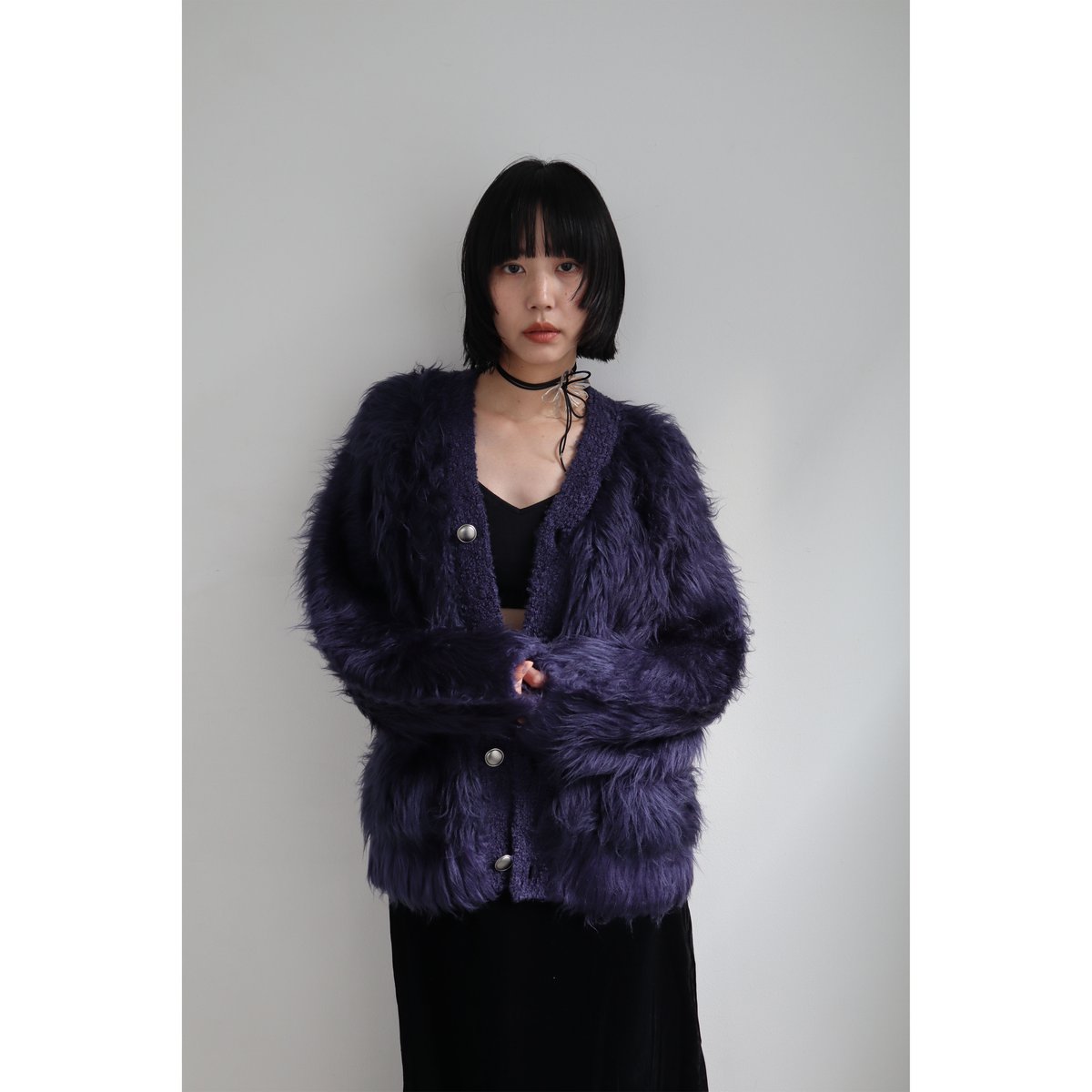 FLUFFY KNIT CARDIGAN CONSISTER ネイビー FLUFFY KNIT CARDIGAN | CONSISTER