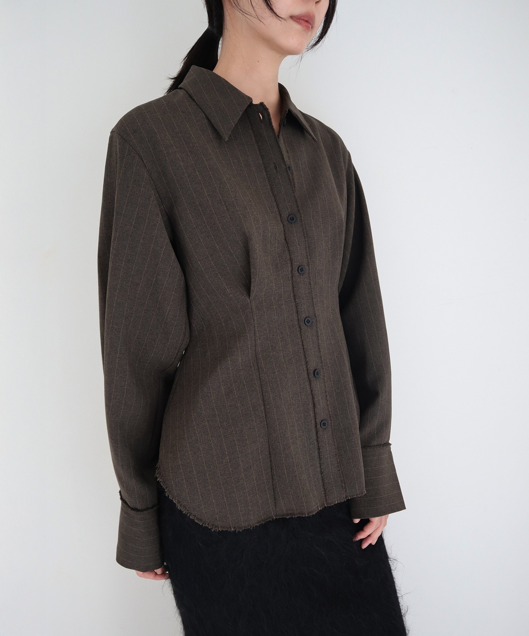 CUT-OFF STRIPE SHIRT | CONSISTER