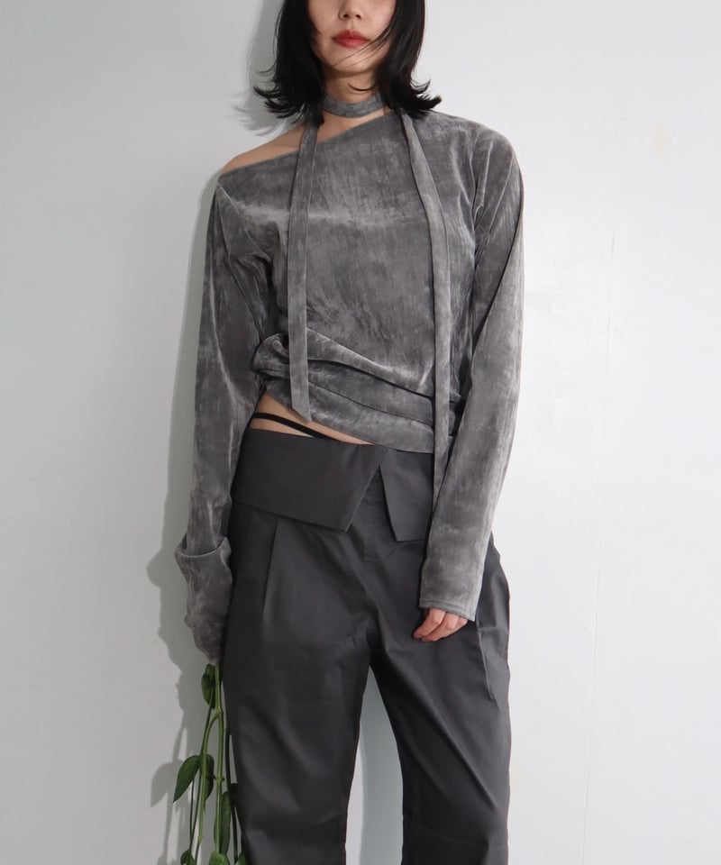 美品 CONSISTER VELOUR TIE TOP ベロアトップス タイ付き VELOUR TIE TOP | CONSISTER