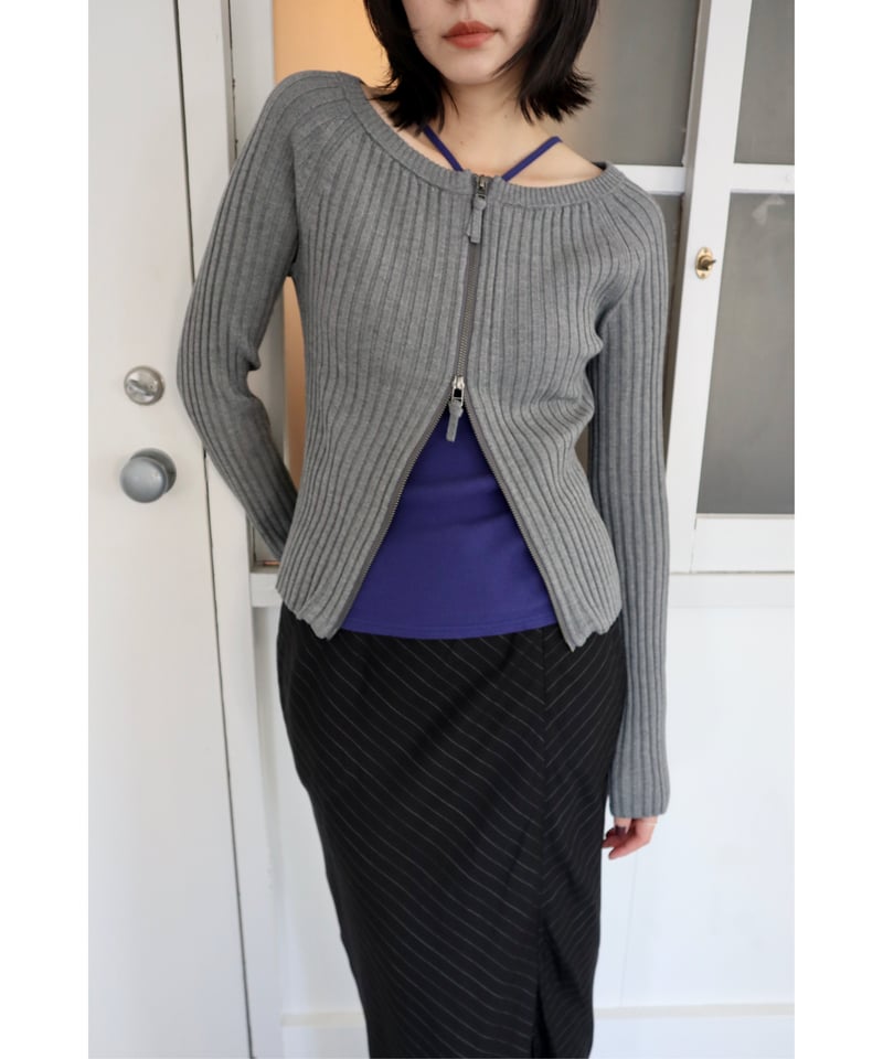 トップス CONSISTER ZIP UP KNIT TOP GRY ZIP UP KNIT TOP | CONSISTER
