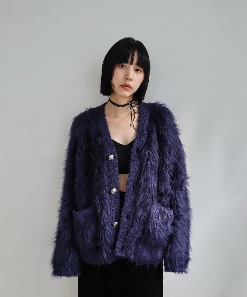 FLUFFY KNIT CARDIGAN CONSISTER ネイビー FLUFFY KNIT CARDIGAN | CONSISTER