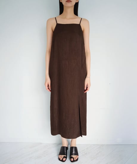 SILKY CRINKLE SLIT DRESS