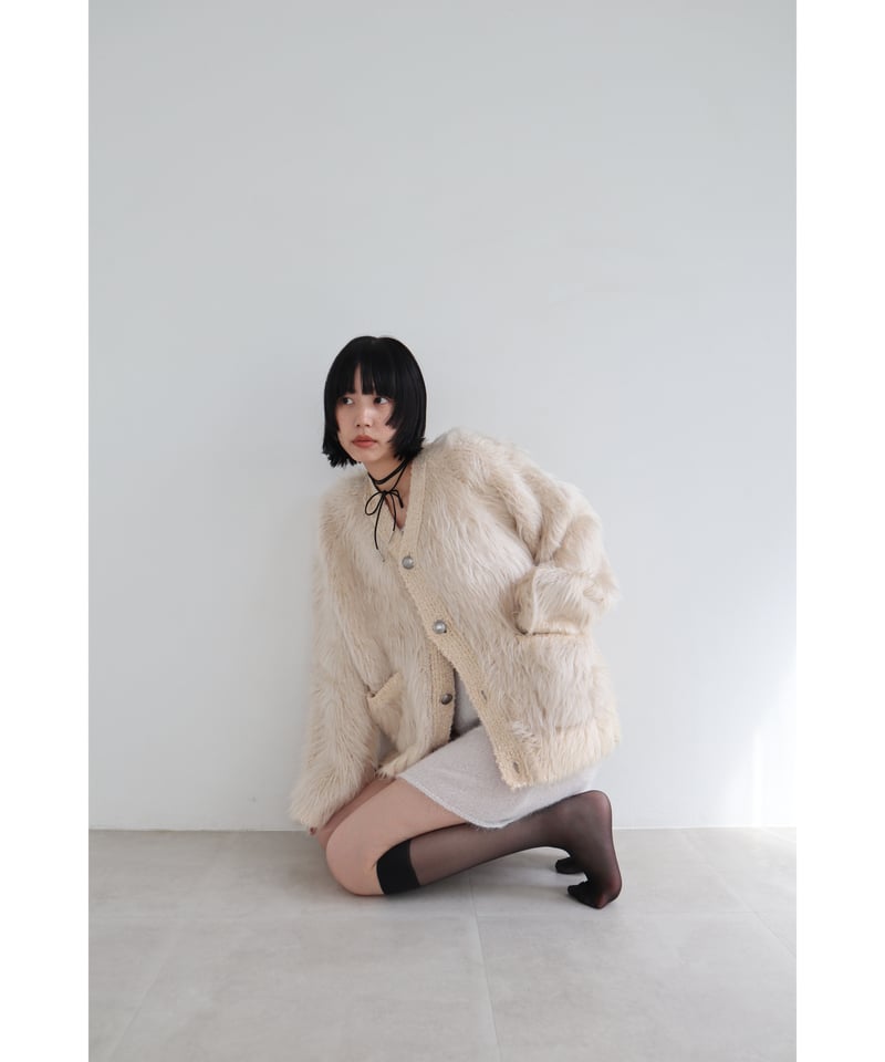 FLUFFY KNIT CARDIGAN CONSISTER ネイビー FLUFFY KNIT CARDIGAN | CONSISTER