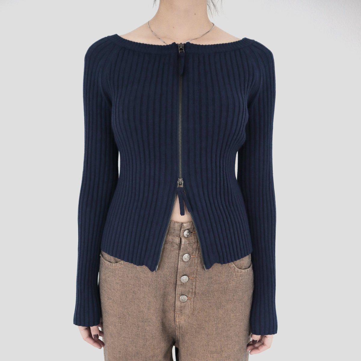 トップス CONSISTER ZIP UP KNIT TOP GRY fit=scale-down,w=1200