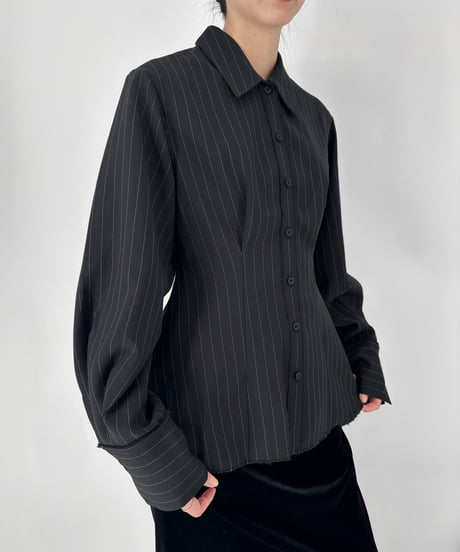 CUT-OFF STRIPE SHIRT
