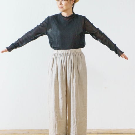 フレンチリネンギャザーパンツ LUEUF