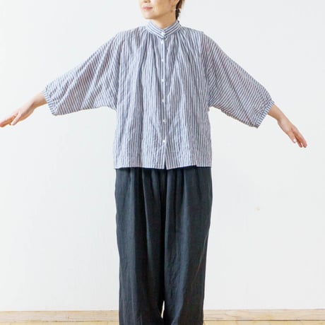 ストライプギャザーシャツ LUEUF
