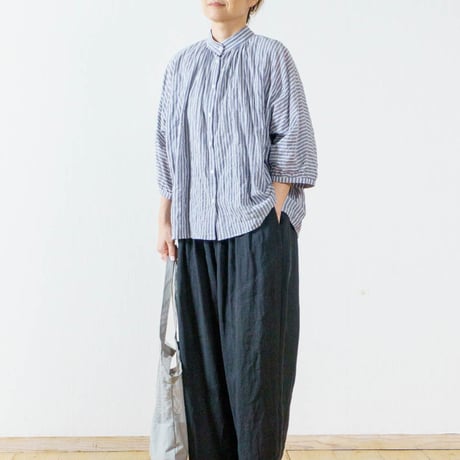 ストライプギャザーシャツ LUEUF