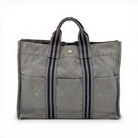 HERMES グレーキャンバス フールトゥーMM ハンドバッグ