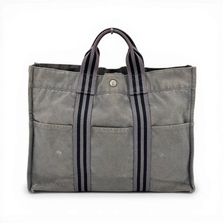 HERMES グレーキャンバス フールトゥーMM ハンドバッグ