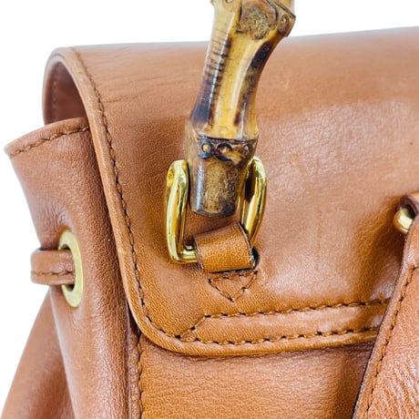 GUCCI ブラウン レザー バンブー レディース バックパック