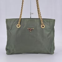 PRADA ナイロン チェーン トートバッグ ゴールド金具 トライアングルロゴ