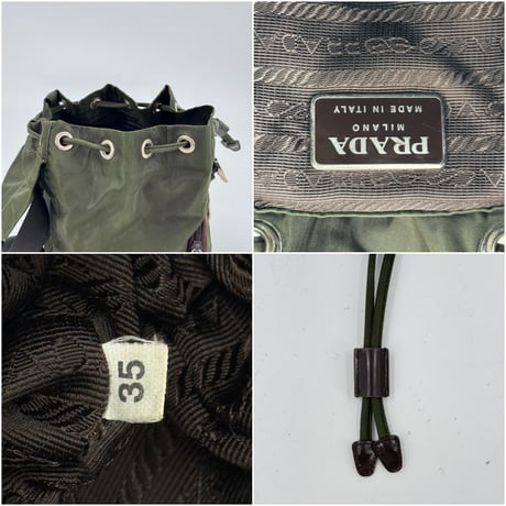PRADA テスートナイロン ミニリュック カーキグリーン B5827F トライアングルロゴ