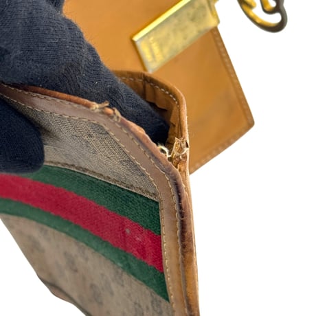 GUCCI GG キャンバス シェリーライン ヴィンテージ 二つ折り財布