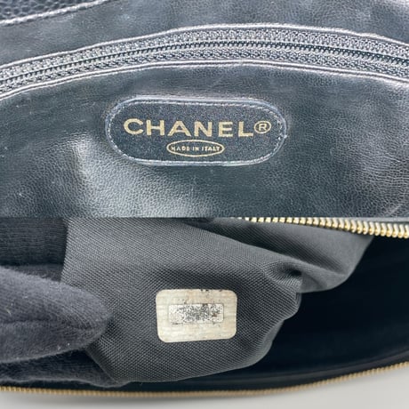 CHANEL　キャビアスキンデカココマーク　Wチェーントートバッグ