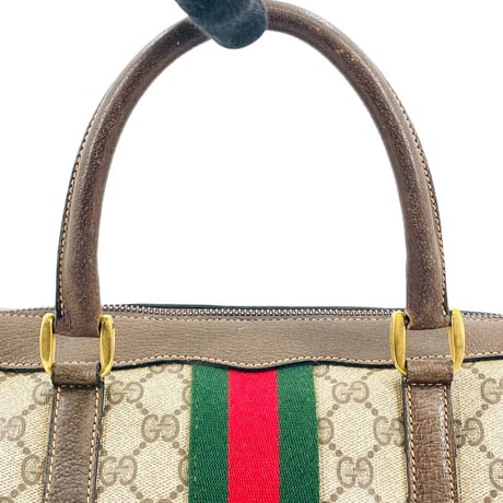 GUCCI GGキャンバス ベージュ シェリーライン イタリア製 レディース ボストンバッグ