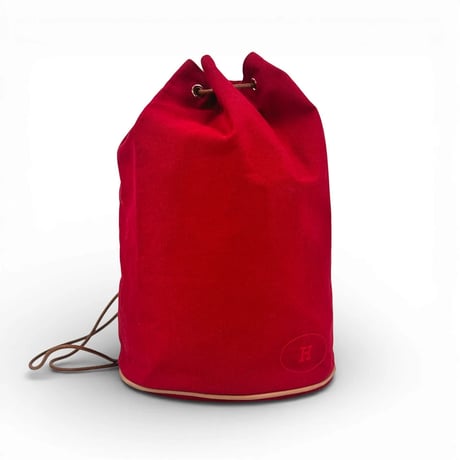 HERMES レッド キャンバス ドローストリング バックパック ポロションミミル GM