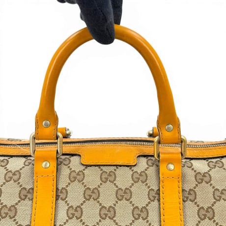 GUCCI GGキャンバス ベージュ ボストンバッグ イタリア製