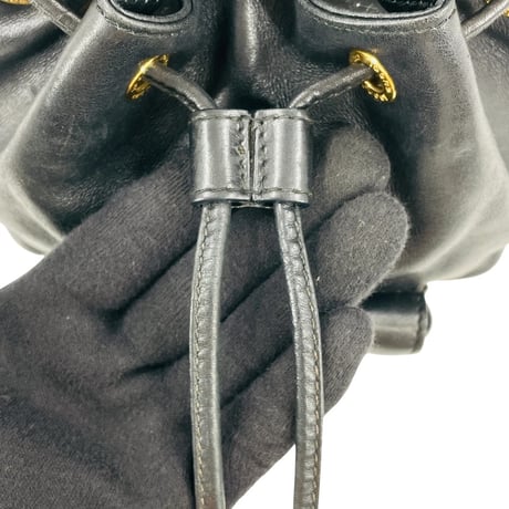 GUCCI ブラックレザー バンブー レディース バックパック