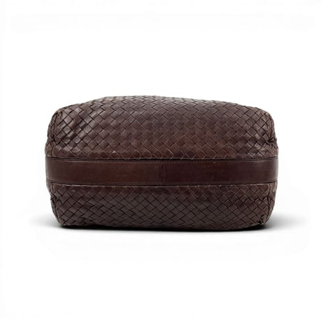 BOTTEGA VENETA イントレチャート パテントレザー ブラウン ショルダーバッグ