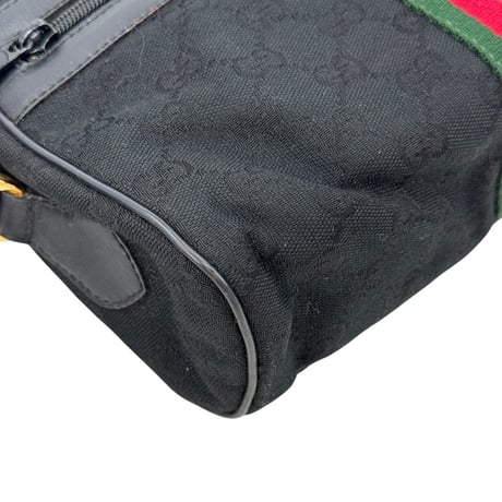 GUCCI GGキャンバス ブラック シェリーライン ヴィンテージ ショルダーバッグ