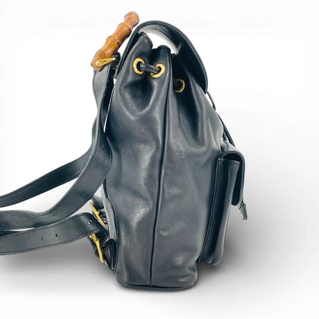 GUCCI ブラックレザー バンブー レディース バックパック