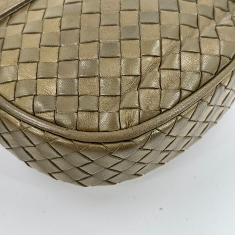 BOTTEGA VENETA イントレチャート レザー オリーブブラウン ショルダーバッグ