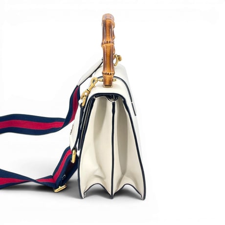 GUCCI ディオニュソス ストライプ ホワイトレザー バンブー 2WAY ハンドバッグ