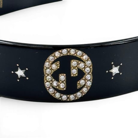 GUCCI ヘアバンド インターロッキングG スター ブラック