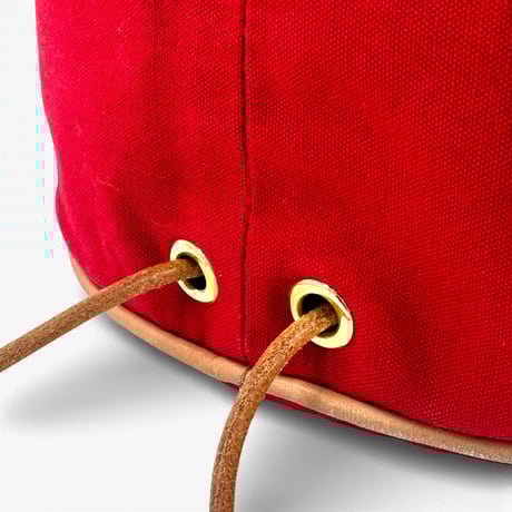 HERMES レッド キャンバス ドローストリング バックパック ポロションミミル GM