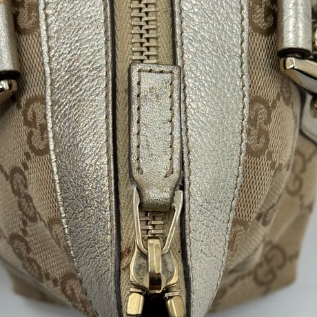 GUCCI GGキャンバス ベージュ×グレー ヴィンテージハンドバッグ 141471 213042