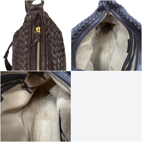 BOTTEGA VENETA イントレチャート パテントレザー ブラウン ショルダーバッグ