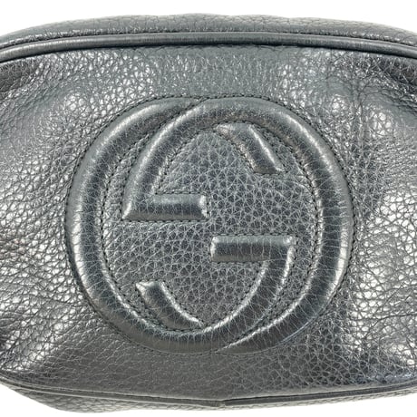 GUCCI ブラックレザー ソーホー GG ミニショルダーバッグ 347994