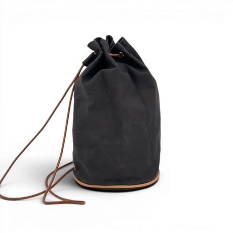HERMES ポロションミミルPM 巾着バッグ ブラック キャンバス