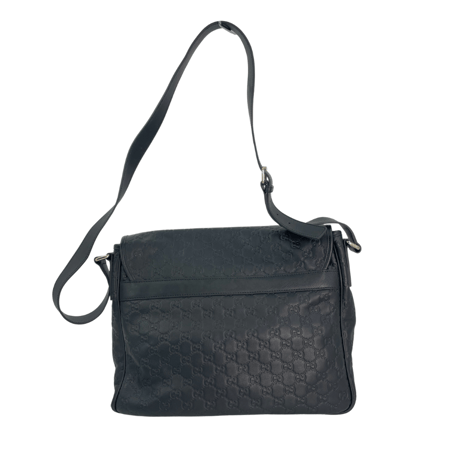 GUCCI　グッチシマ　レザー　ショルダーバッグ　ブラック