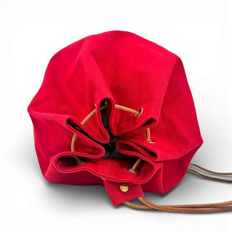 HERMES レッド キャンバス ドローストリング バックパック ポロションミミル GM