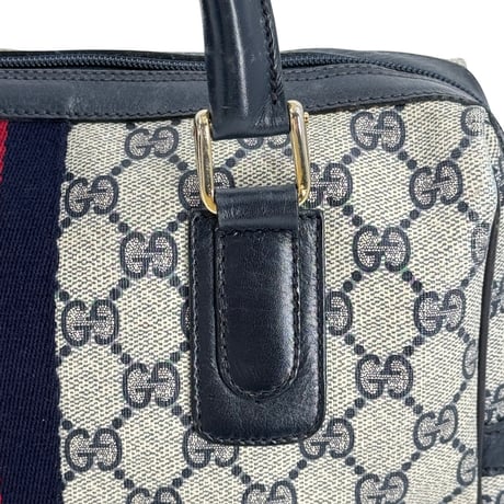 GUCCI オールド GUCCI GGスプリーム ネイビー レッド ヴィンテージ 2WAY ボストンバッグ 010 378