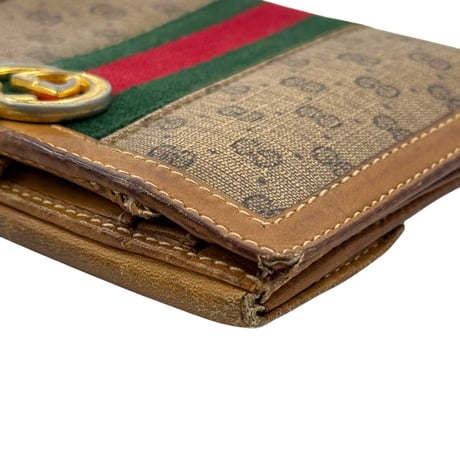 GUCCI GG キャンバス シェリーライン ヴィンテージ 二つ折り財布