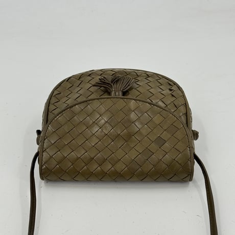 BOTTEGA VENETA イントレチャート レザー オリーブブラウン ショルダーバッグ
