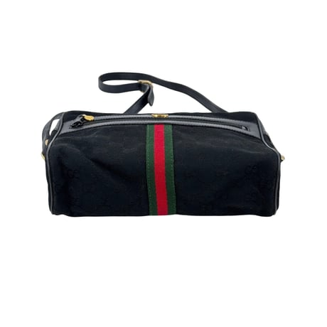 GUCCI GGキャンバス ブラック シェリーライン ヴィンテージ ショルダーバッグ